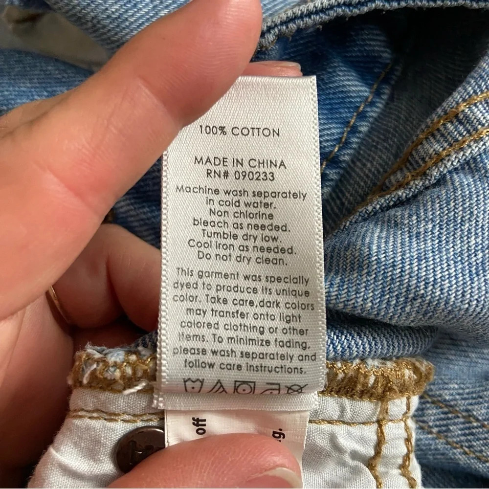 PacSun Distressed Two Toned Frayed Hem Denim Jean Skirt Size 26 Y2K - Picture 7 of 7
